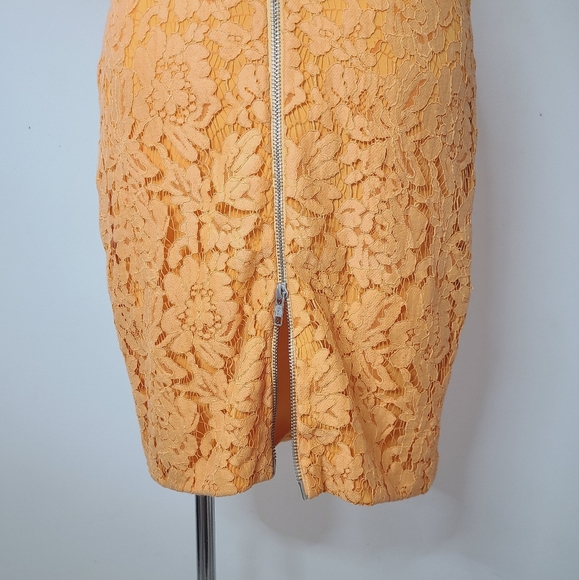 ALEX PERRY High Neck Lace Pencil Dress in Navy Pink & Orange Sz 6/S - Picture 10 of 15